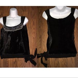 Bcbg max azria crushed velvet embellished blouse